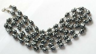 Czech Doted Drop Glass Bead Flapper Necklace Vintage Deco Style 2