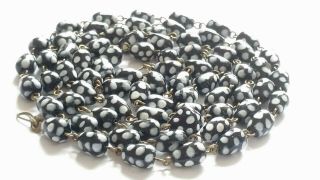 Czech Doted Drop Glass Bead Flapper Necklace Vintage Deco Style 3
