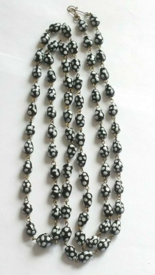 Czech Doted Drop Glass Bead Flapper Necklace Vintage Deco Style 5