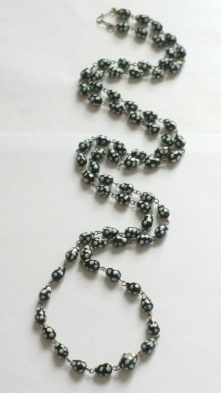 Czech Doted Drop Glass Bead Flapper Necklace Vintage Deco Style 6