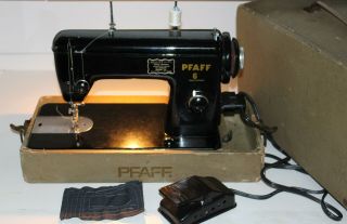 Vintage Pfaff Model 6 Sewing Machine W Pfaff Carrying Case - Made In Germany