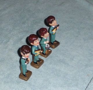 THE BEATLES VINTAGE CAKE TOPPERS BOBBLEHEAD NODDERS SET OF 4 WITH 3