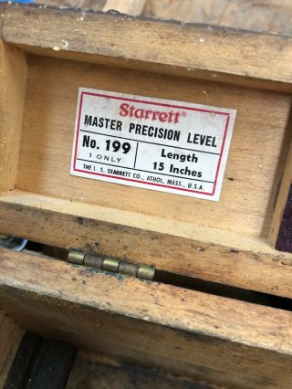 Vintage Starrett Master Precision Level No.  199 With Wooden Case 3