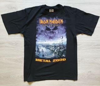 Rare Vintage Iron Maiden Brave World Europe Metal 2000 Tour T Shirt Eddie