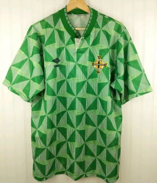 Vintage Umbro Soccer Jersey Northern Ireland 1990/92 Home Football Shirt L Flaw
