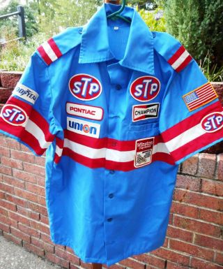 Vintage Richard Petty Stp Racing Team Race Pit Crew Shirt - Medium