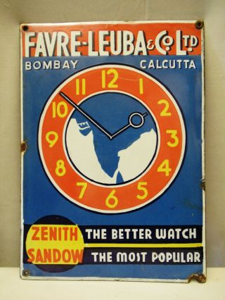 Vintage Favre - Leuba & Co Ltd Watch Zenith Sandow Porcelain Enamel Sign Collecti
