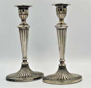 Silver Plated Pair Candlesticks 10 " Falstaff Vintage