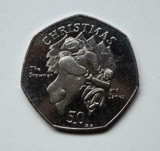 2003 Fifty Pence James And The Snowman Christmas Coin Isle Of Man Rare