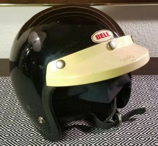 Vtg 1979 Bell Rt Magnum Toptex Motorcycle Car Racing Black Helmet W/visor - 7 5/8