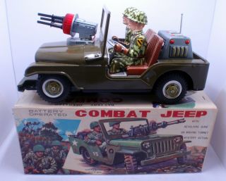 Combat Jeep B/o Tin Toy Tn Nomura Japan Vintage