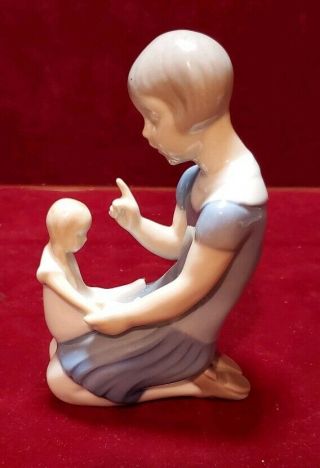 Vintage B&g Bing & Grondahl Figurine - Girl Holding Doll - Denmark