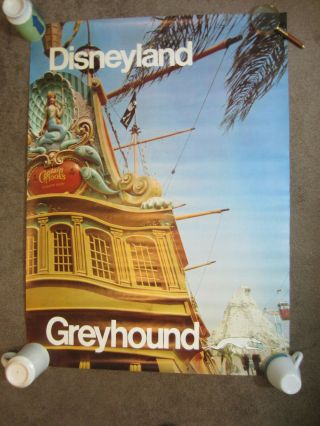 Vintage Disneyland Greyhound Bus Travel Poster 28x38 " Capt Hook 