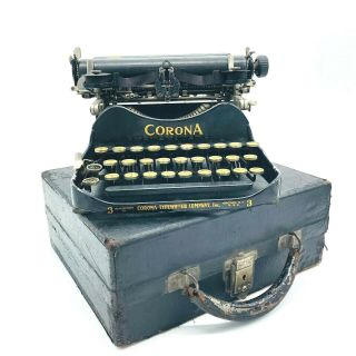 Antique 1917 Corona 3 Folding Portable Typewriter W/ Case &