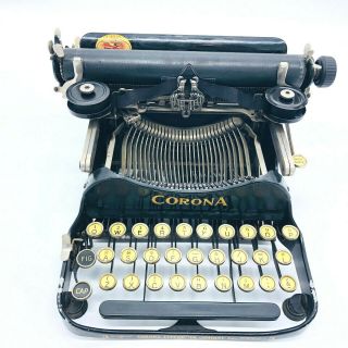 Antique 1917 Corona 3 Folding Portable Typewriter w/ Case & 3