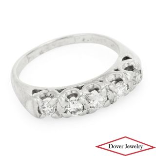 Vintage Diamond Platinum Cluster Band Ring Nr