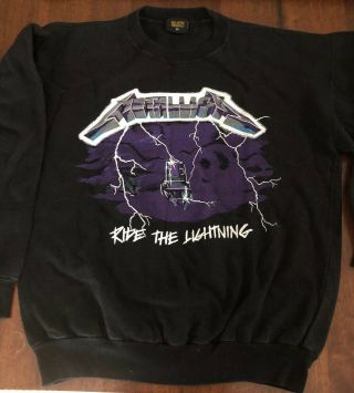 VTG Metallica Ride The Lightning European Tour Sweatshirt Metal Thrash Anthrax 2