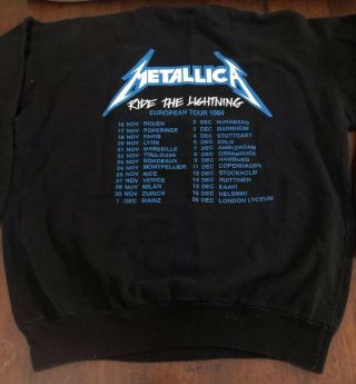 VTG Metallica Ride The Lightning European Tour Sweatshirt Metal Thrash Anthrax 3