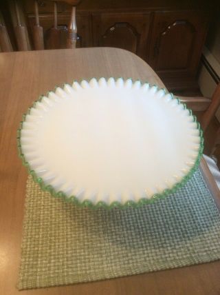 Fenton Vintage Milk Glass Emerald Crest Cake Stand/plate