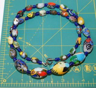 Vintage Murano Italy Millefiori Graduated Old Glass Bead 24 " Necklace 5h 72