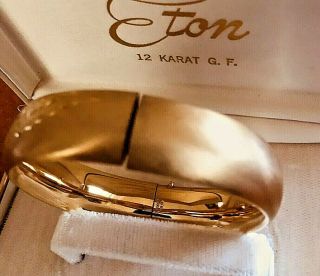 Vintage ETON Gold Filled Hinged Bangle Bracelet Nicely Etched 3