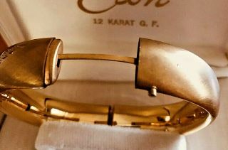 Vintage ETON Gold Filled Hinged Bangle Bracelet Nicely Etched 5