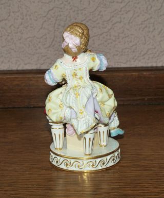 Antique Meissen Porcelain Figurine - Girl with Pocket Watch & Book - No.  F49 3