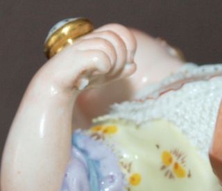 Antique Meissen Porcelain Figurine - Girl with Pocket Watch & Book - No.  F49 6