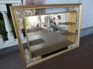 Vintage Mid - Century Mirrored Shadow Box W/shelves By Illinois Moulding Co.