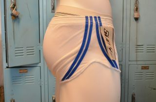 Mens Sub4 NWT vintage 80s nylon tricot running shorts WHITE/blue stripes size XS 6