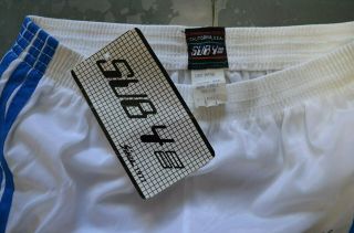 Mens Sub4 NWT vintage 80s nylon tricot running shorts WHITE/blue stripes size XS 7