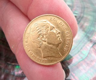 Rare Collectors Gold Coin - 1865 Belgium 20 Franc Coin,  - 6.  41gm