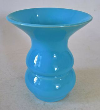 Vintage “catalina Island Pottery” Bulbous Vase,  Turquoise Glaze Over White Clay
