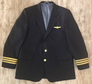 Vintage Tally - Ho Airline Tailors Buffalo Airways Pilot Coat/jacket W/ Wings - 44r