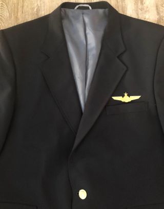 Vintage Tally - Ho Airline Tailors Buffalo Airways Pilot Coat/Jacket w/ Wings - 44R 2