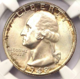 1948 - D Washington Quarter 25c - Certified Ngc Ms67 - Rare In Ms67 - $950 Value