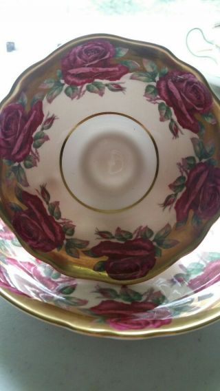 Vintage Paragon Red Cabbage Roses and Gold Gilt Bone China Tea Cup & Saucer 4