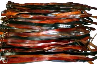 50 Vintage Rugged Plain Leather Black Brown Belts Resell Upcycle