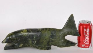 Vintage Inuit Eskimo Green Stone Carving Fish Cape Dorset Canada Arctic Char