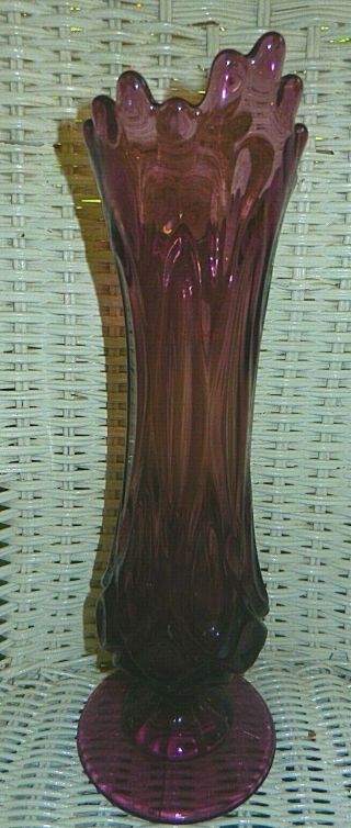 Vintage Viking Art Glass Stretch Swung Amethyst Purple Vase
