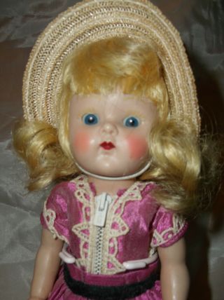 Vintage Strung 1953 Vogue Ginny Doll In Tagged 73 Afternoon - Talon Zipper Serie