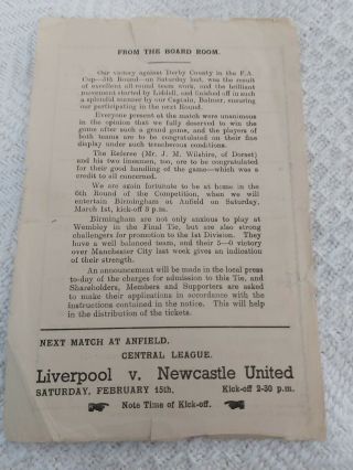 LIVERPOOL FC v GRIMSBY TOWN FEB 12TH 1947 And VERY Rare 2
