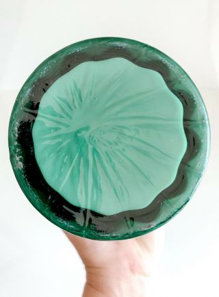 Vintage Fenton Green and White Art Glass Vase Swirl Glass 3