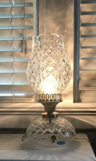 Vintage Waterford Crystal Tulip Shape 2 Piece Electric Hurricane Lamp Ireland