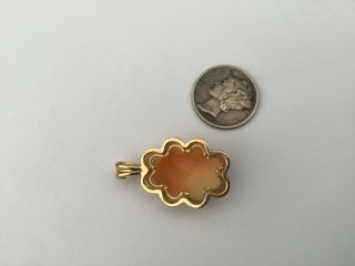 Vintage 14K Yellow Gold And Carved Cameo Pendant,  3.  5 Grams 3