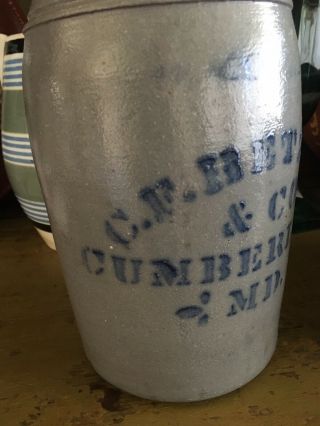 C.  F.  Hetzel Cumberland,  Maryland Advertising Stoneware Wax Sealer Jar Crock 1875 2