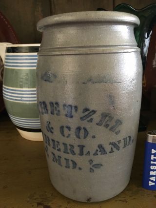 C.  F.  Hetzel Cumberland,  Maryland Advertising Stoneware Wax Sealer Jar Crock 1875 3