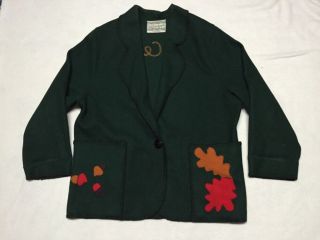 Vintage Camp Cedar 100 Wool Sweater/coat By Cindy Owings Designs Inc. ,  Size M