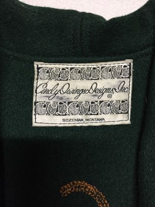 Vintage Camp Cedar 100 Wool Sweater/Coat By Cindy Owings Designs Inc. ,  Size M 2