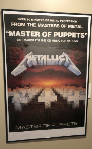 Rare Autographed Metallica Vintage Master Of Puppets Signed Poster